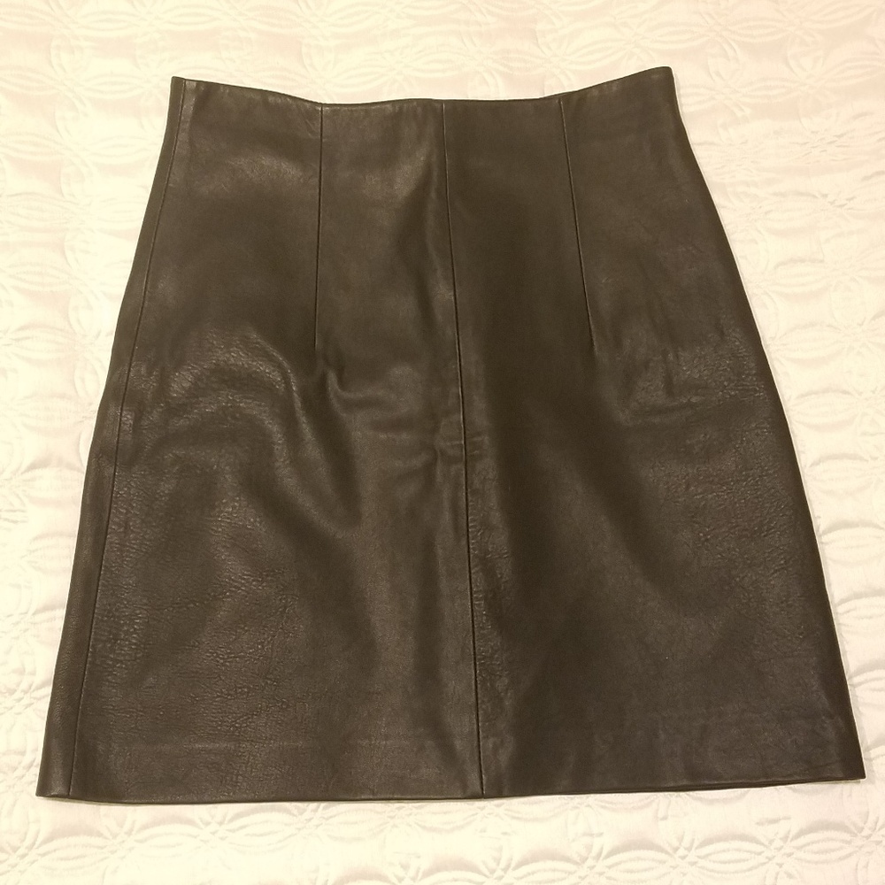 Theory Leather Skirt Sz 8 Black 100% Lamb